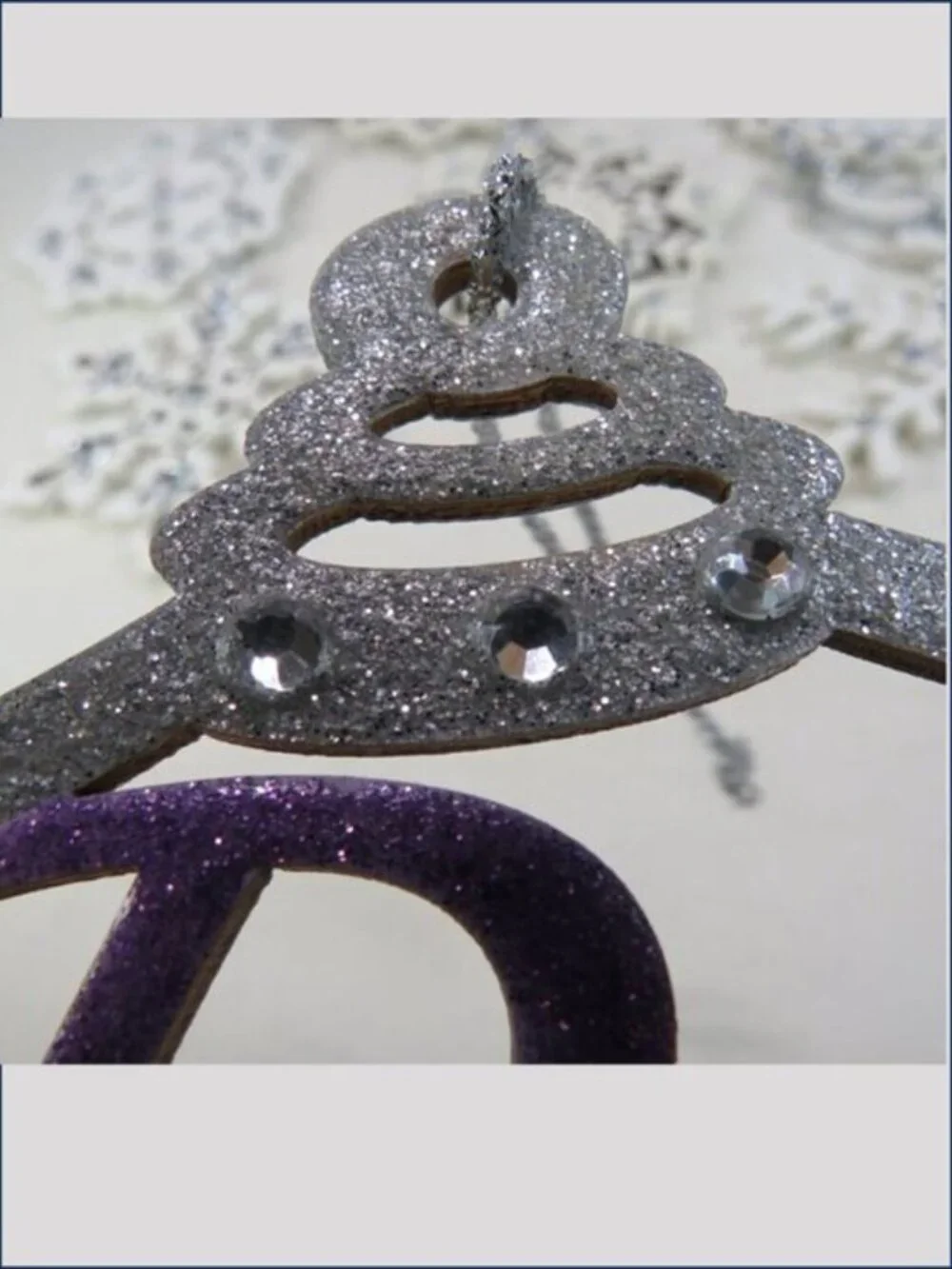 White Wood Snowflake (7) Ornaments Purple Peace Bird Christmas Holiday Decor